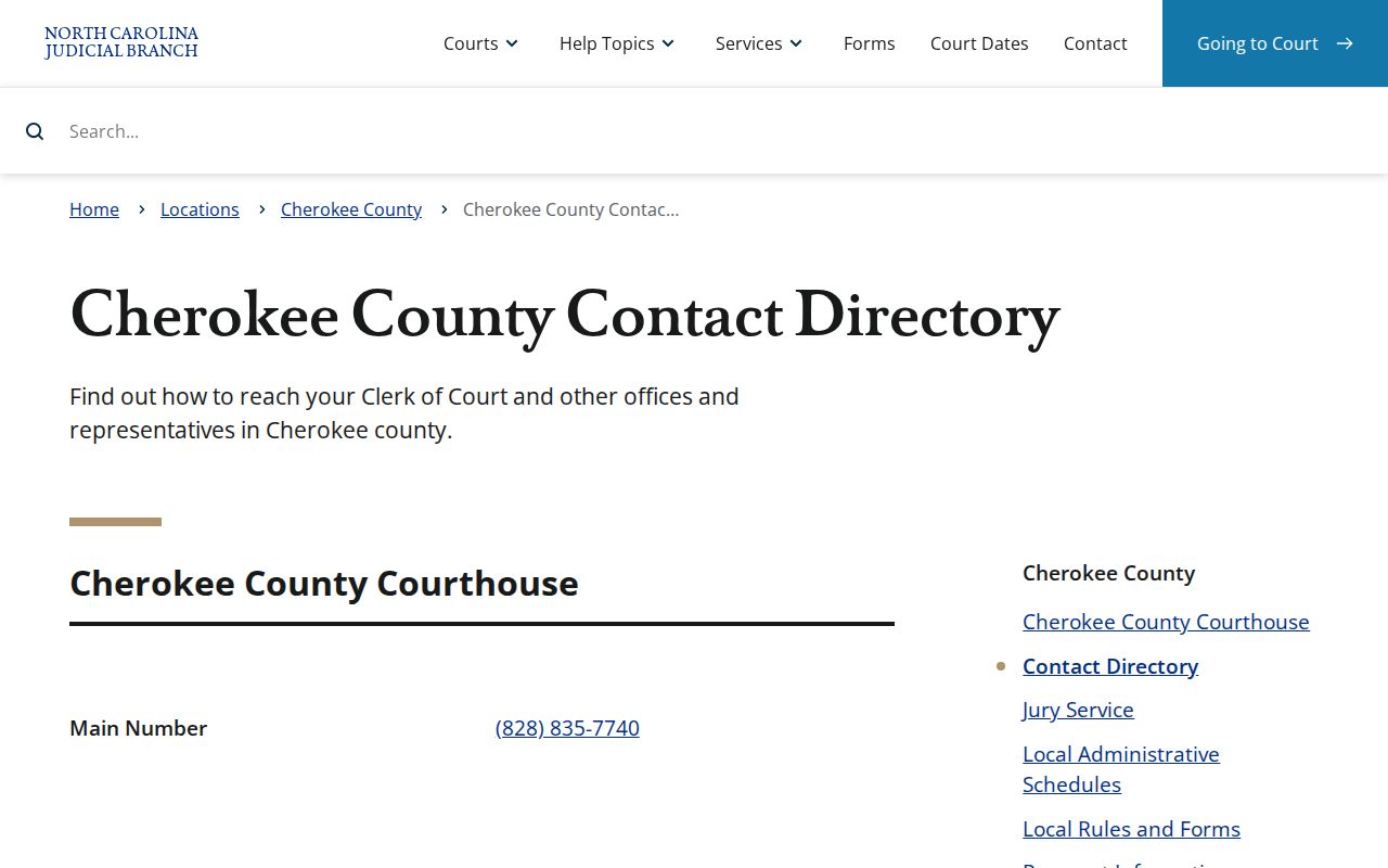 Cherokee County criminal court case contact directory