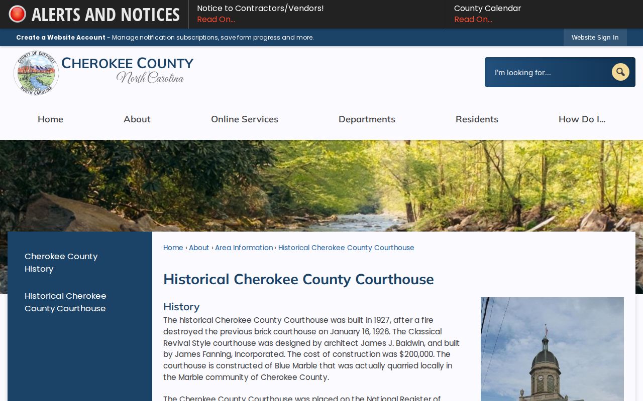 Cherokee County criminal court records blue-marble courthouse
