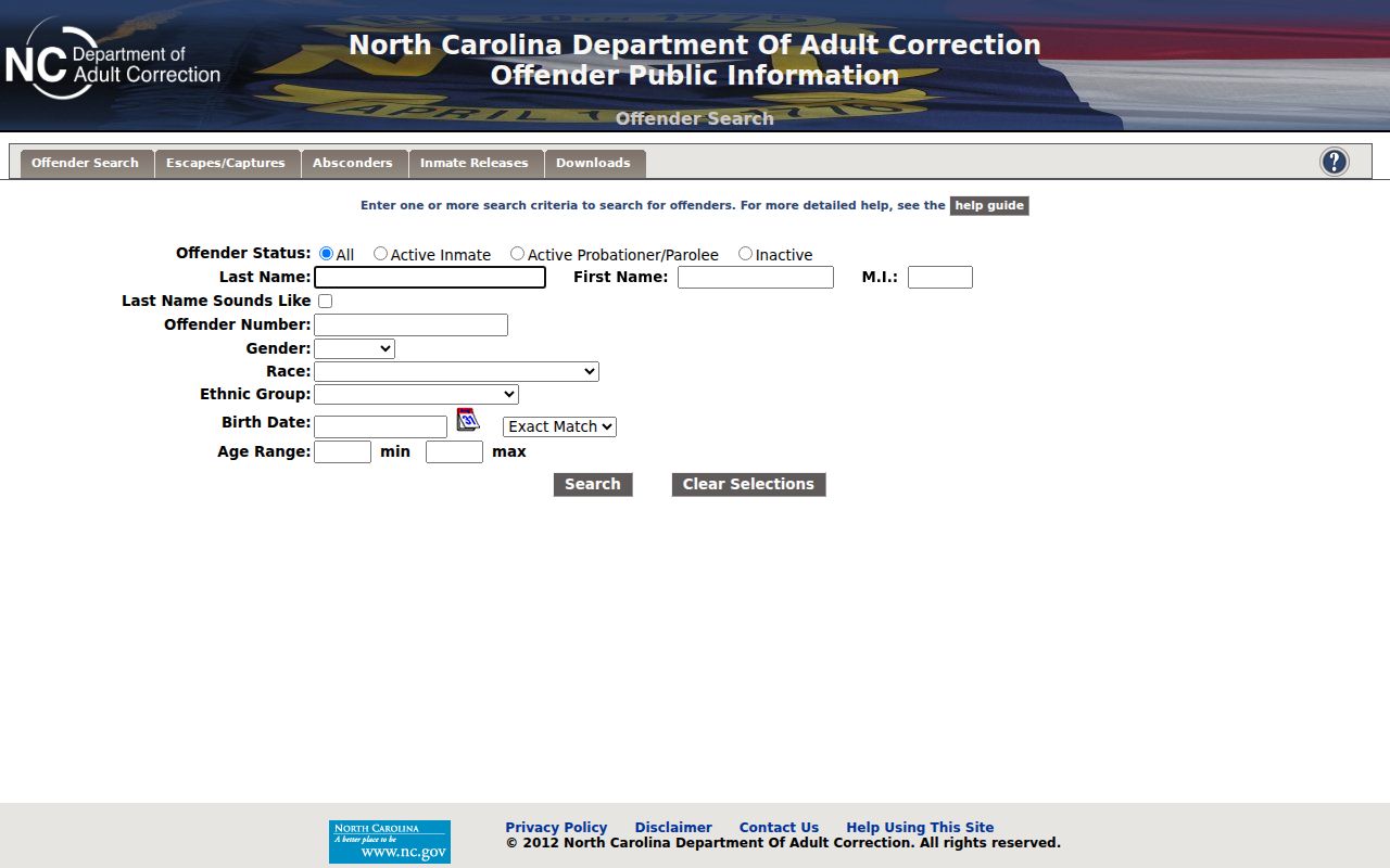 Cherokee County criminal custody record NCDAC offender search
