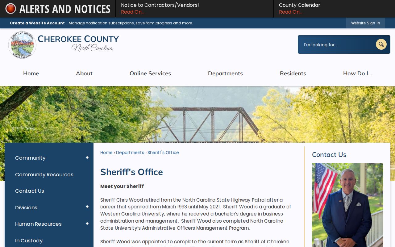 Cherokee County arrest and custody records sheriff page