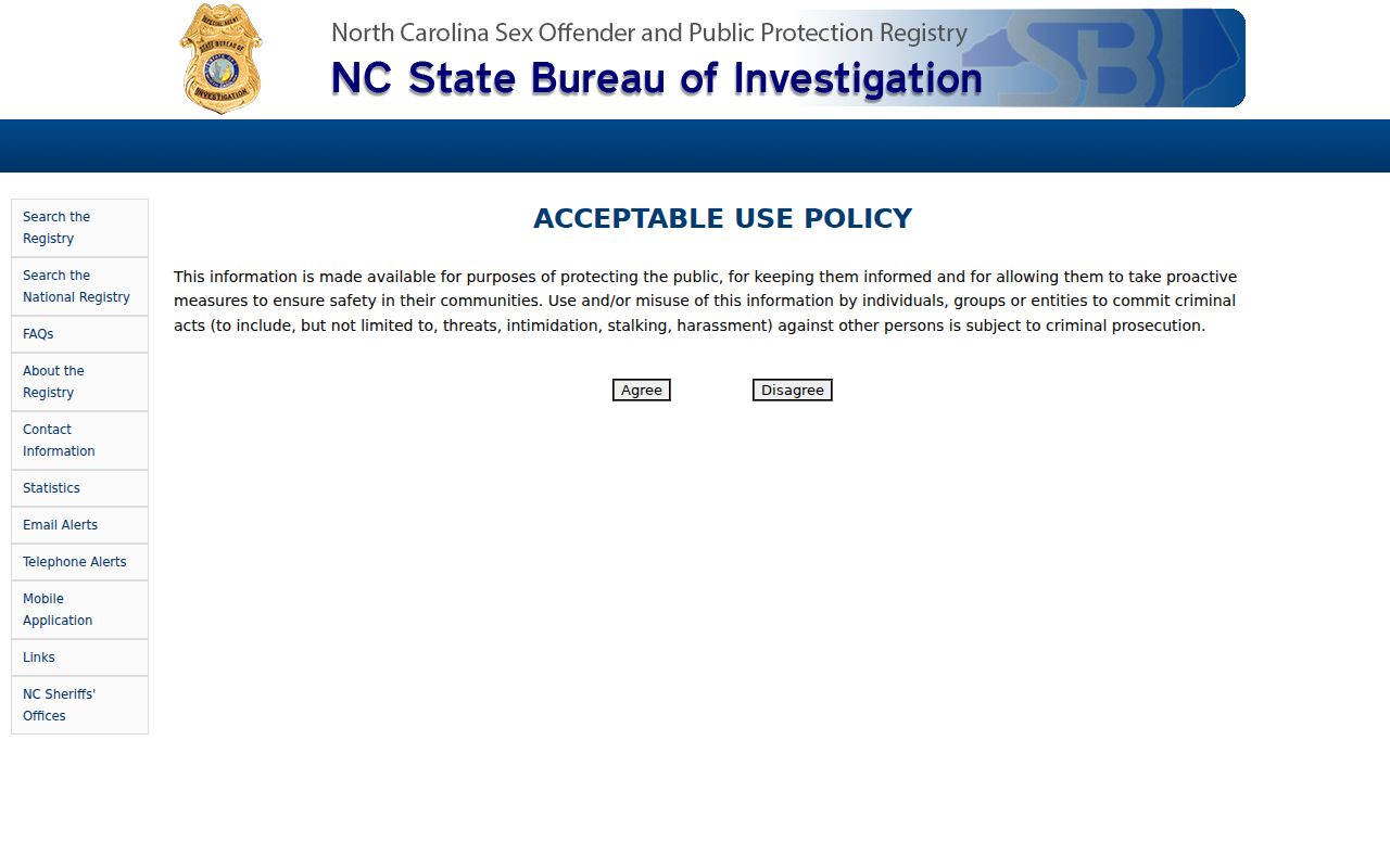 Cherokee County sex offender lookup on the North Carolina registry search screen